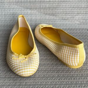 J Crew Classic Unstructured Ballet Flats in Gingham Yellow White Size 9